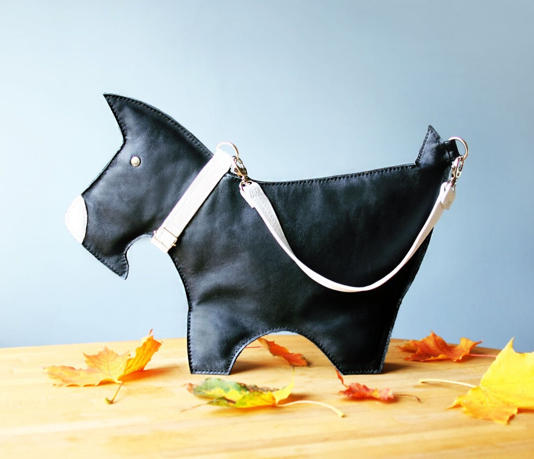 Leather Dog Bag Small Black Leather Terrier Purse Etsy