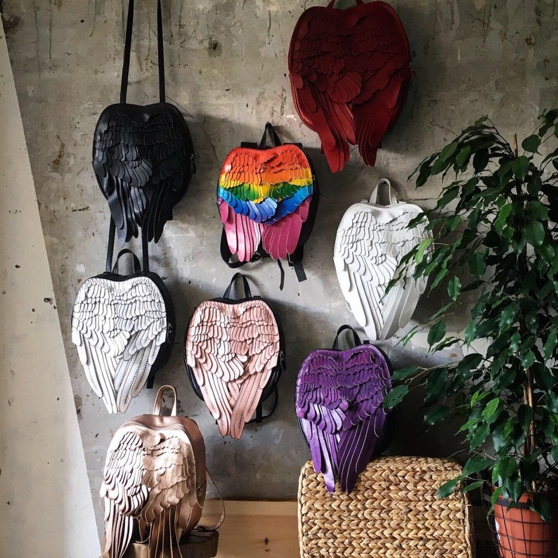 Angel Wings Backpack Gold Angel Wing Backpack Feathers image 8