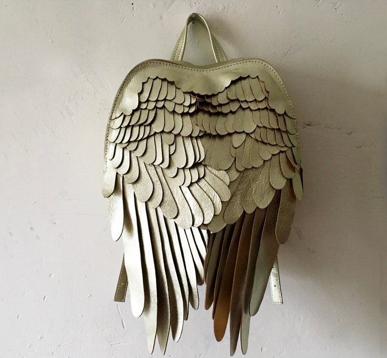 Angel Wings Backpack Gold Angel Wing Backpack Feathers image 4