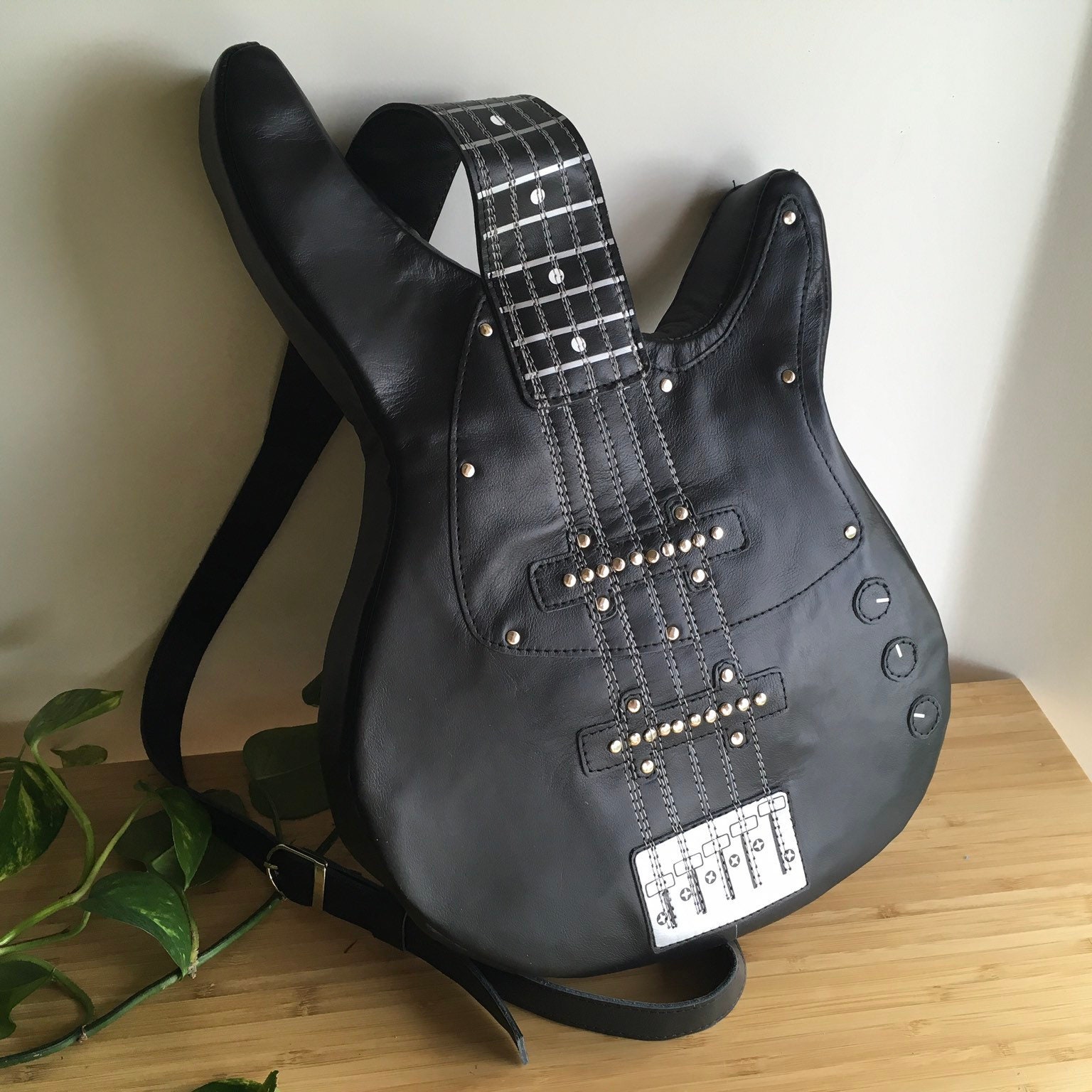 Bass Guitar Backpack Leather Backpack Guitar Bag Unusual Etsy