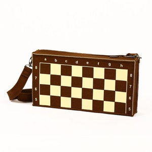 Chess Board Game Brown Felt Bag