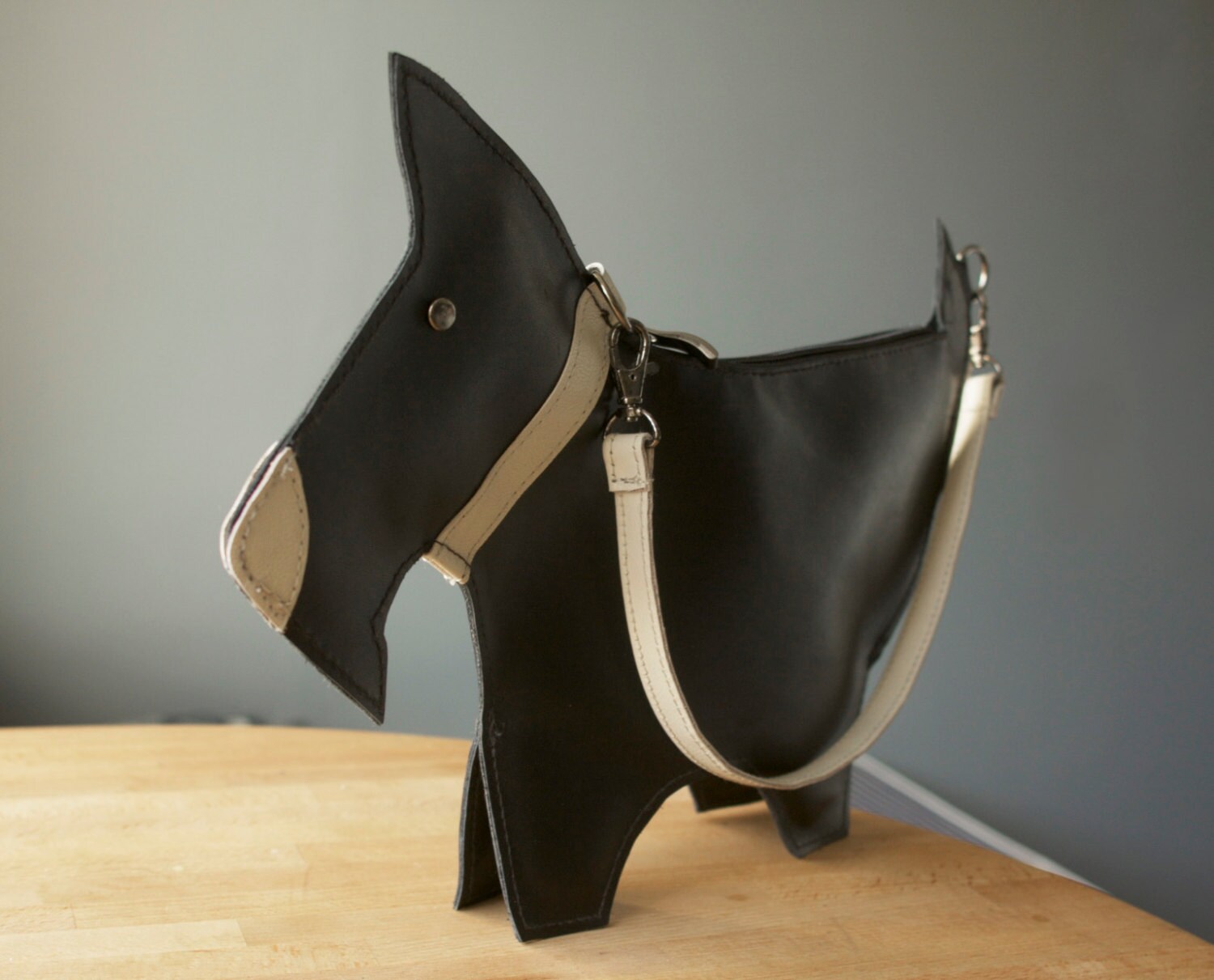 Leather Dog Bag Small Black Leather Terrier Purse Etsy