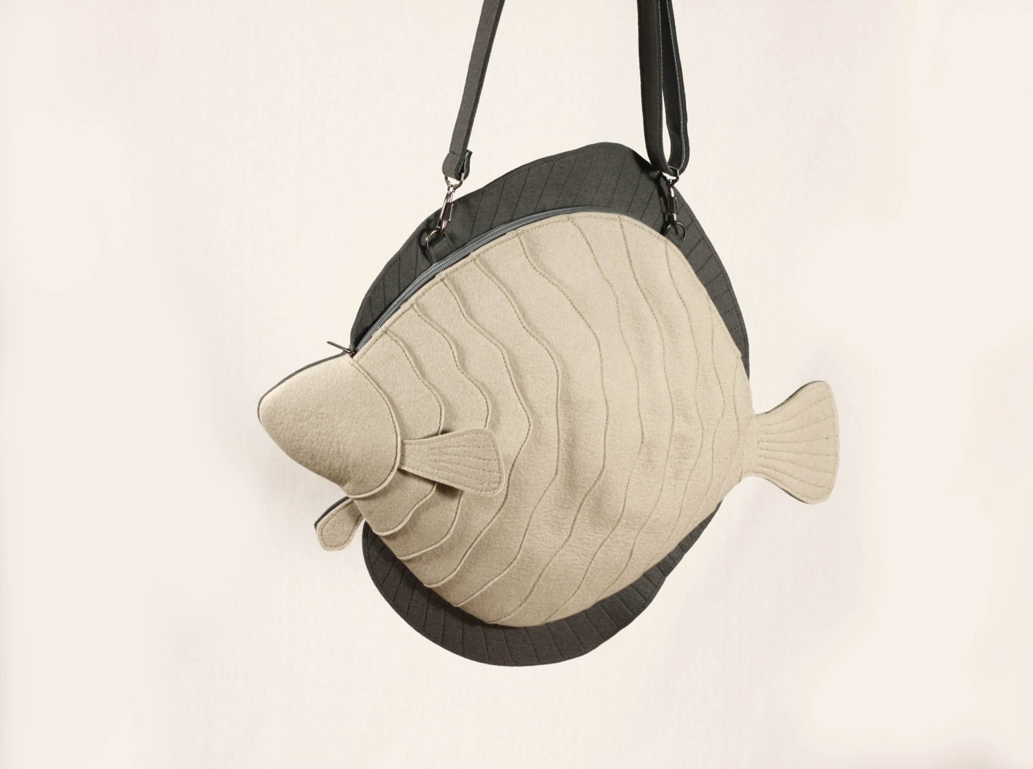 Flatfish Grey Felt Purse Flounder Laptop Purse Etsy