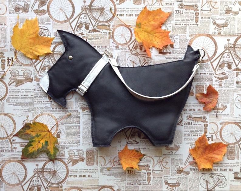 Leather Dog Bag Small Black Leather Terrier Purse Etsy