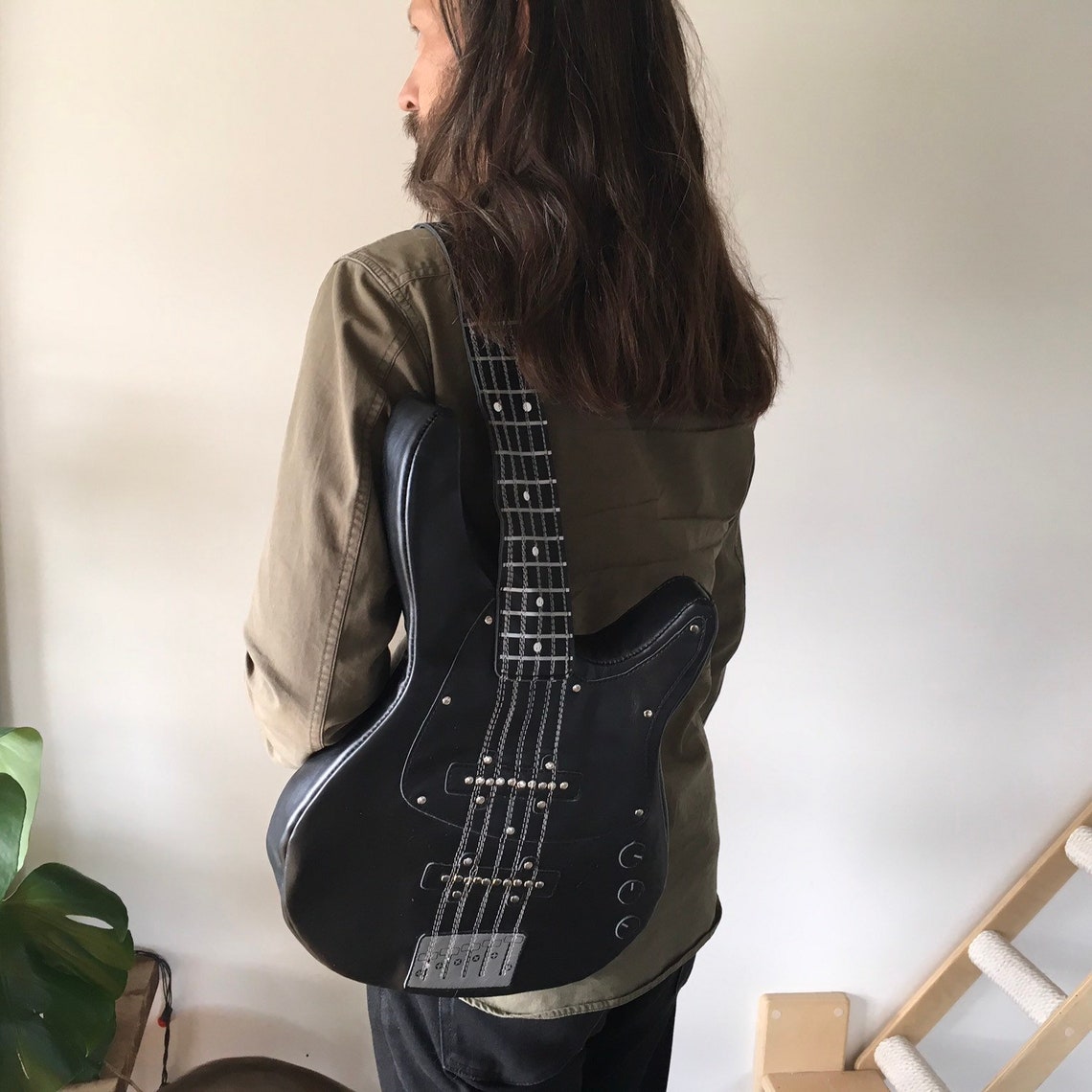 Bass Guitar Backpack Leather Backpack Guitar Bag Unusual Etsy