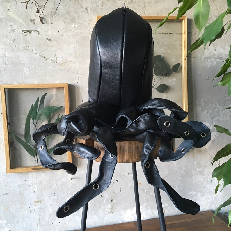 Black Leather Backpack Octopus Backpack Sea Monster Squid Bag Etsy