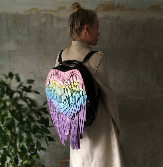 macaw wings leather backpack