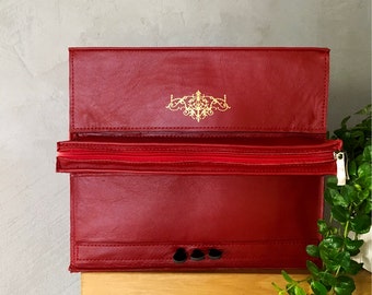 Ready-to-ship Red Leather Piano Bag Upright Piano Backpack