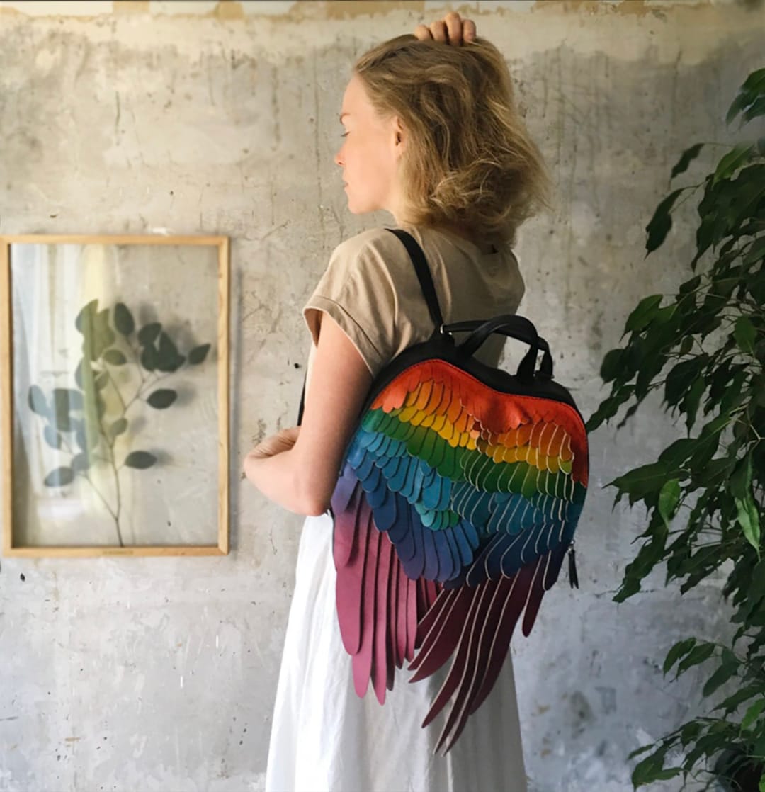 Rainbow Wings Backpack Scarlet Macaw Wing Backpack Angel Wings - Etsy