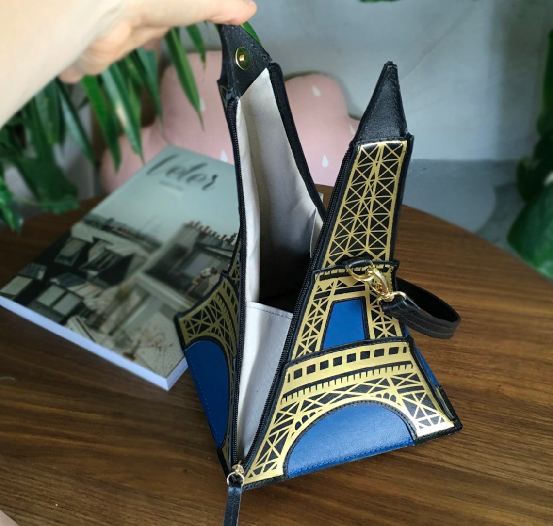 Eiffel Tower Bag Leather Eiffel Tower Purse Etsy