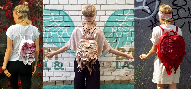 Angel Wings Backpack Gold Angel Wing Backpack Feathers image 9