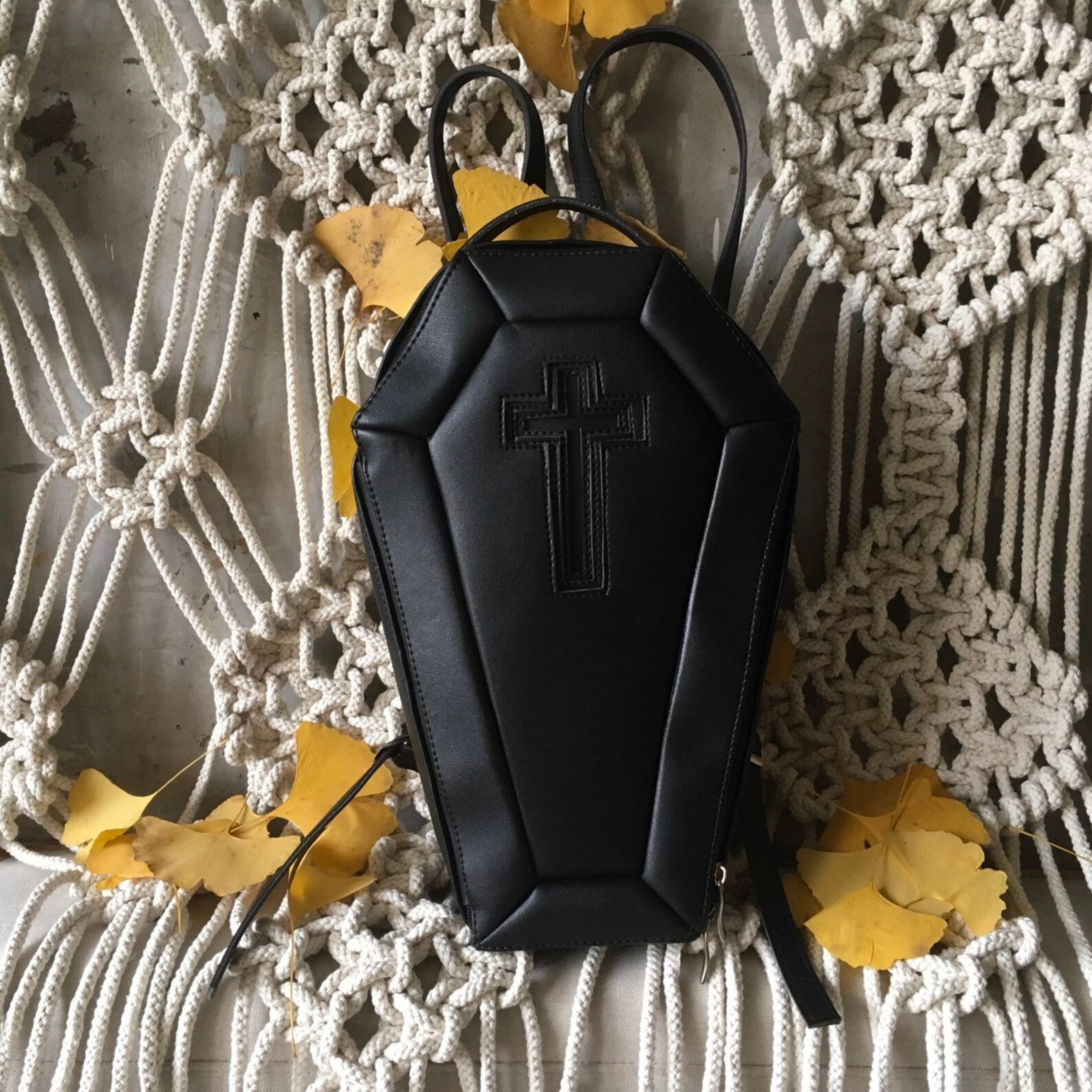 Coffin Backpack Black Leather Backpack Gothic Backpack Coffin Etsy