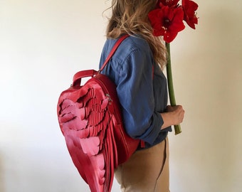 Red Wings Backpack Red Wing Backpack Wings Bag Feather Backpack