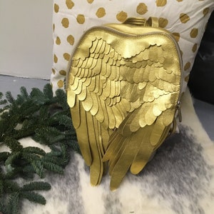Angel Wings Backpack Gold Angel Wing Backpack Feathers image 2