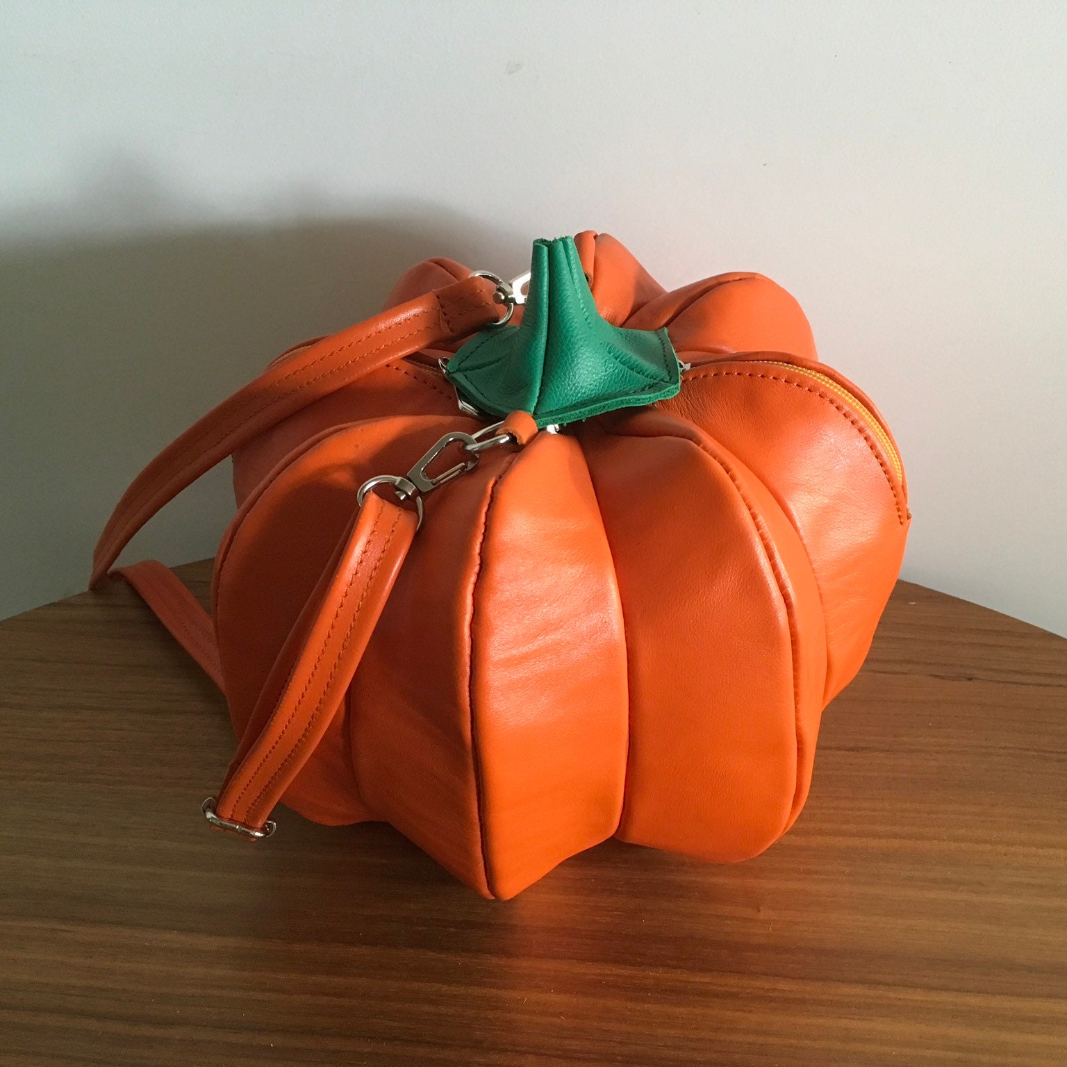 Leather Fashion Backpack Purse Halloween Pumpkin School Shoulder Bag 