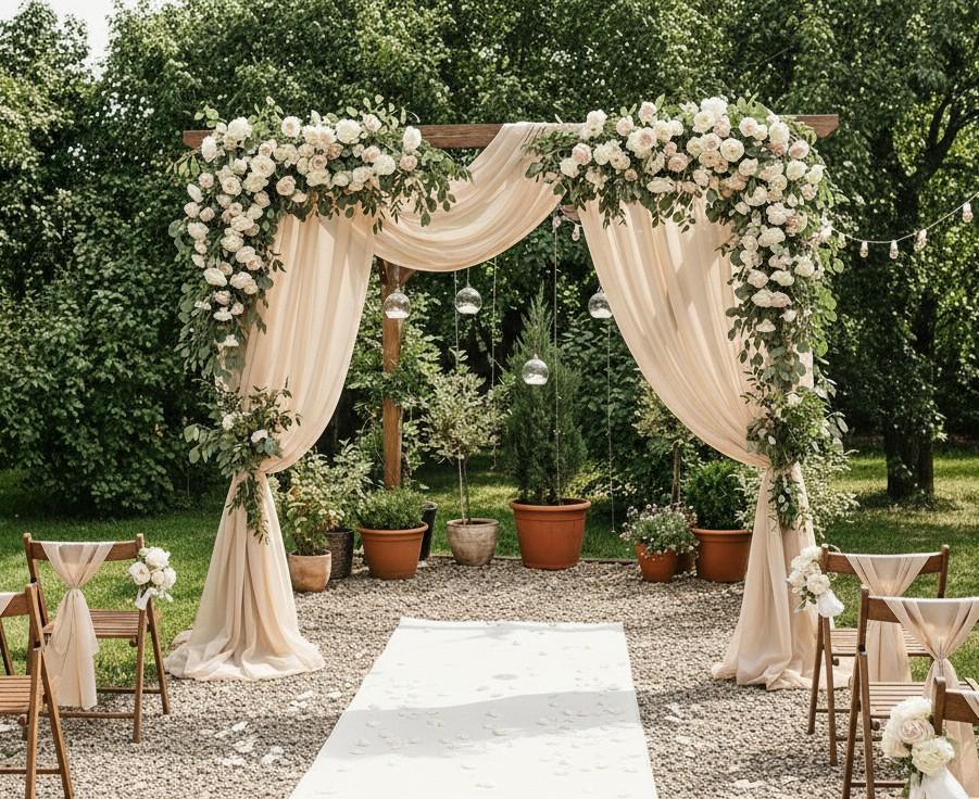 6 Panneaux Rideaux De Plafond Mousseline Bleu Bébé - 5x10 Pieds - Pour Mariage, Baby Shower - Neuf
