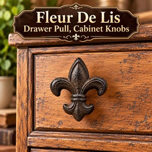 Fleur De Lis Drawer Pull, Cast Iron Cabinet Knob