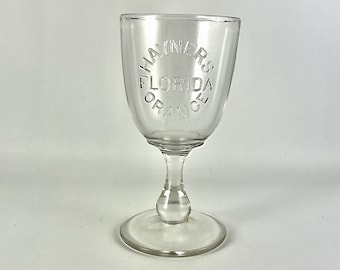 Antique 1890s Hayner's Florida Orange Embossed Brandy Wine Glass Goblet - Pre Prohibition Hayner Distilling Company Promotion