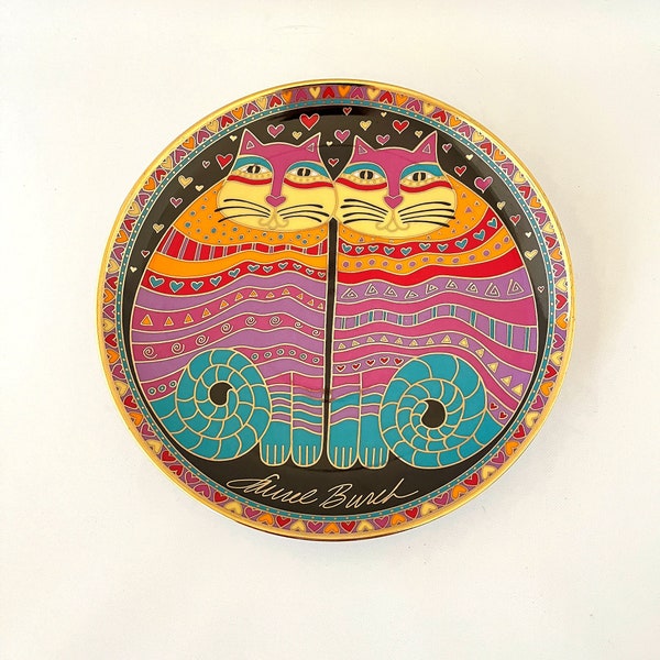Vintage Laurel Burch Franklin Mint Friendly Felines Limited Edition 8" Cat Plate from 1995 - No Box or Certificate