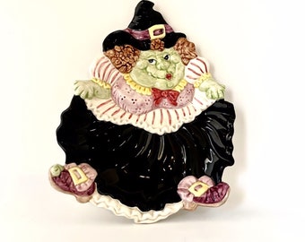 Vintage Fitz & Floyd Witch Halloween Candy Treat Dish from 1992