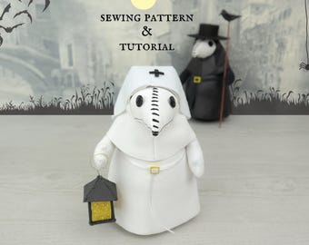 Naai-tutorial plaagverpleegster, Gothic Art stoffen poppatroon en zelfstudie, pdf griezelig pluche (digitale download)