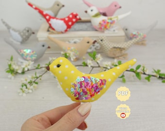 Bird Ornament Sewing Pattern, Bird Clip Decor Tutorial (PDF)