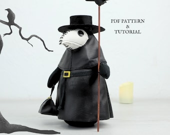 Plague Doctor naaipatroon, gotische kunst stoffen poppatroon en zelfstudie, griezelige pluche pdf (digitale download)