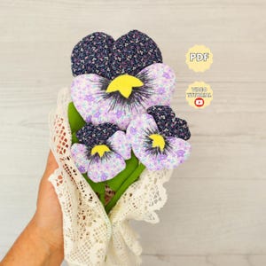 Pansy Sewing Pattern PDF Violets Fabric Flowers DIY Textile Flowers Tutorial