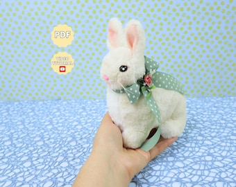Bunny Sewing Pattern PDF – Sitting Plush Rabbit Pattern, DIY Stuffed Animal Soft Toy