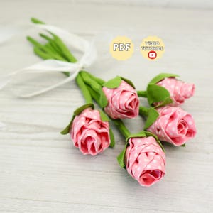 Fabric Rose Sewing Pattern PDF: DIY Fabric Flowers - Rosebud Template for Sewing