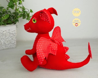 Peluche dragon, patron de couture PDF à faire soi-même, peluche dragon
