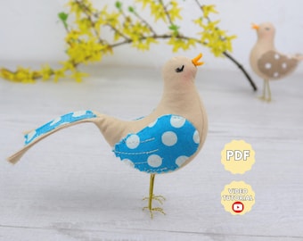 Naaipatroon vogel: doe-het-zelf stoffenornament (pdf-patroon, videotutorial)