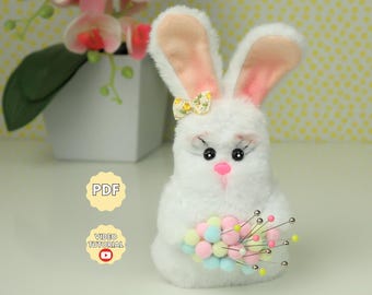 Bunny speldenkussen naaipatroon pdf dier speldenkussen naaldhouder DIY videotutorial