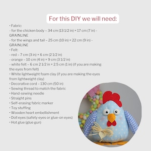 Stuffed Chicken Pattern Easter Chicken Sewing Pattern PDF Stuffed Fabric Hen Bird Toy Digital ...