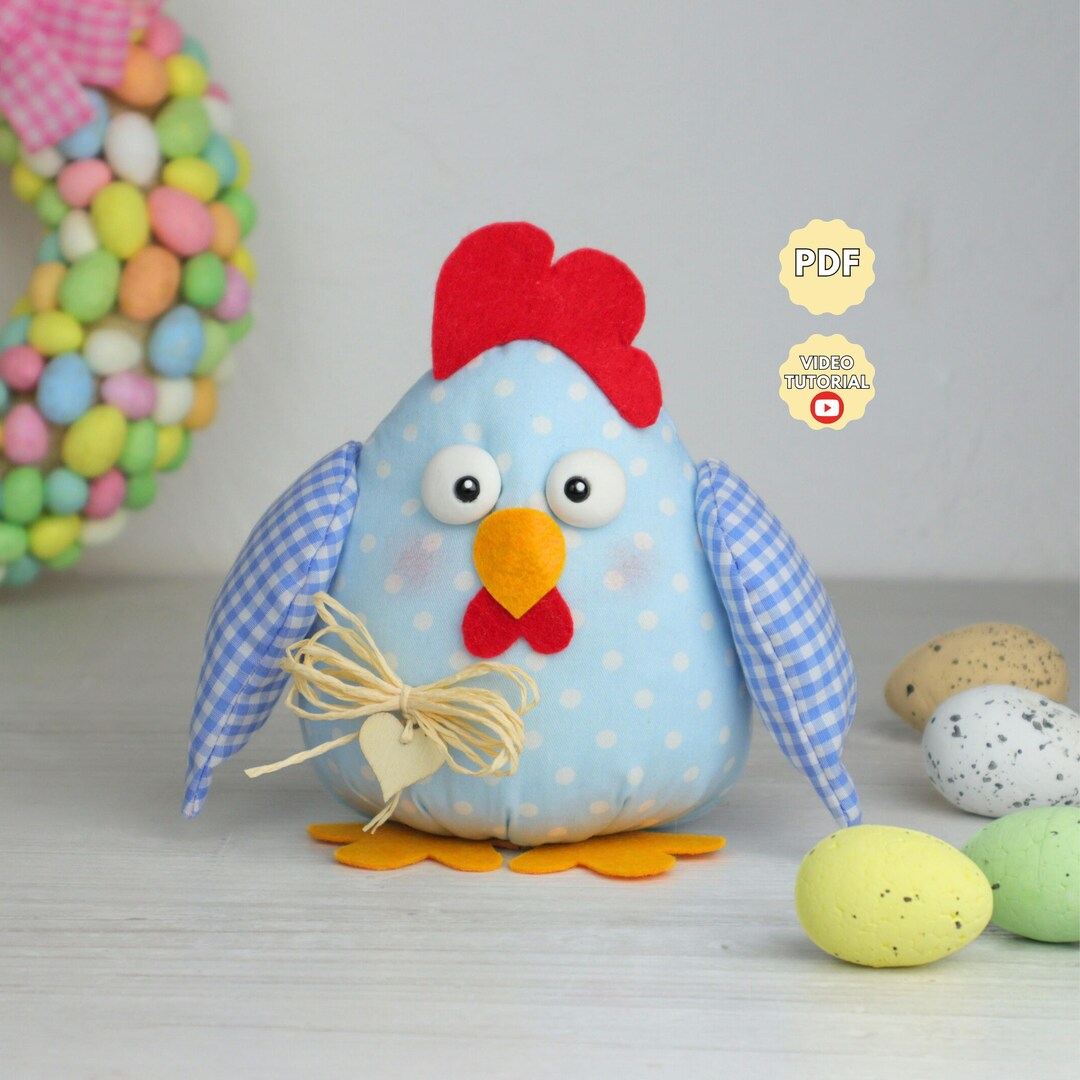 Stuffed Chicken Pattern Easter Chicken Sewing Pattern PDF Stuffed Fabric Hen Bird Toy Digital ...