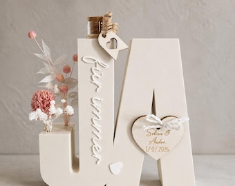 JA Geldgeschenk mit Reagenzglas & Trockenblumen | Geschenk zur Hochzeit personalisiert | Hochzeitsgeschenk Brautpaar | Geschenkset Wedding