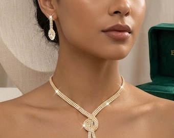 Conjunto de joias vintage elegantes em formato de lágrima para mulheres, presente de joias vintage, gargantilha de aço inoxidável para casamento, presente para madrinhas, joias para festas.