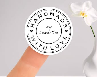 Handmade with Love Stickers - Personalised Labels for Business Products and Gifts