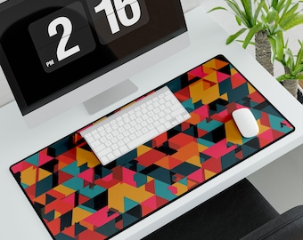 Desk Mat | Mouse Pad | Small, Medium, Large | Retro Geometric Triangle Pattern