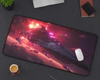 Tapete de mesa | Mousepad | Médio, Grande, Extra Grande | Estilo Espacial, Cruzador de Batalha, Planeta Aurora