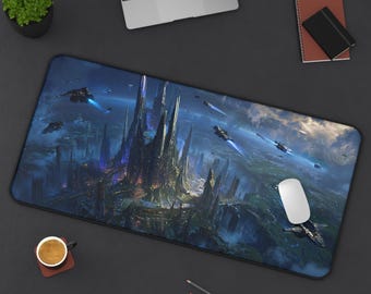 Tapete de mesa | Mouse pad | Médio, Grande, Extra Grande | Estilo Espacial, Cidade Alienígena, Naves Espaciais