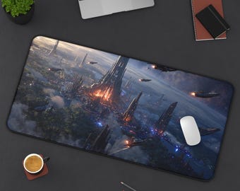 Tapete de mesa | Mousepad | Médio, Grande, Extra Grande | Estilo Espacial, Cidade Colonial, Naves