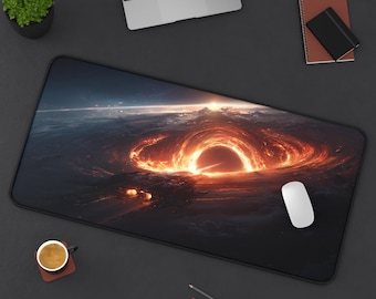 Desk Mat | Mouse Pad | Medium, Large, Extra Large |Space Style, Black Hole Spaceship