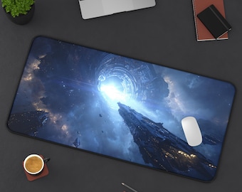 Tapete de mesa | Mousepad | Médio, Grande, Extra Grande | Estilo Espacial, Portal Estelar, Nave Estelar Azul