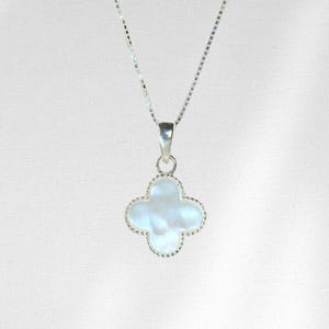 Mother of Pearl Clover Necklace — 925 Sterling Silver