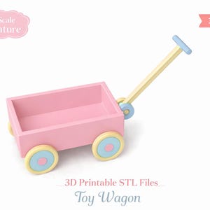 1/12 Scale Toy Pull Cart Miniature – 3D Printable Wagon STL (Digital Download)