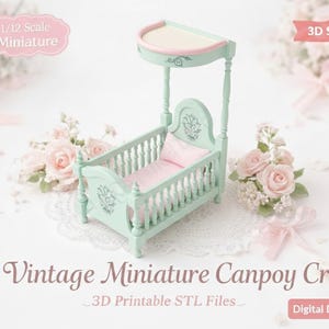 1/12 Scale Medieval Baby Cradle Miniature – 3D Printable STL (Digital Download)