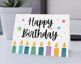 Cartão de aniversário para imprimir, Cartão de feliz aniversário, Cartão de aniversário para download digital, Download instantâneo, Cartão de aniversário para amigo