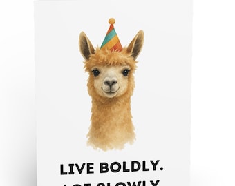 Cartão de aniversário divertido com alpaca para imprimir, cartão de aniversário engraçado e fofo, cartão de aniversário para download digital, download instantâneo, cartão de aniversário para amigo.