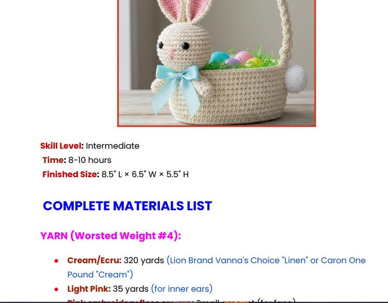 Crochet Easter Bunny Basket Pattern | Amigurumi Basket (PDF Download ...